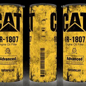 Cat Caterpillar 1R-1807 Grunge Distressed Oil Filter Cup Mug Tumbler 20oz